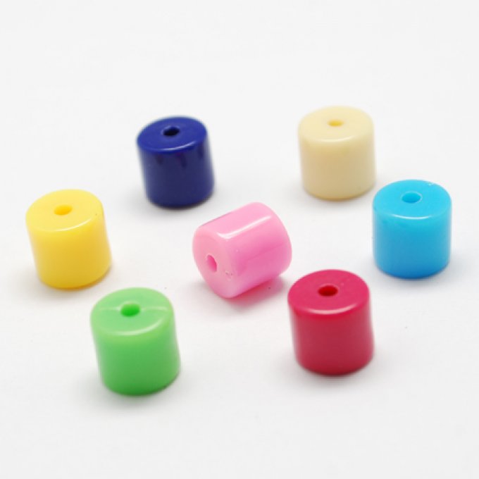 Perles en acrylique ,mélange de couleurs  ,forme colonne   (50g) A7