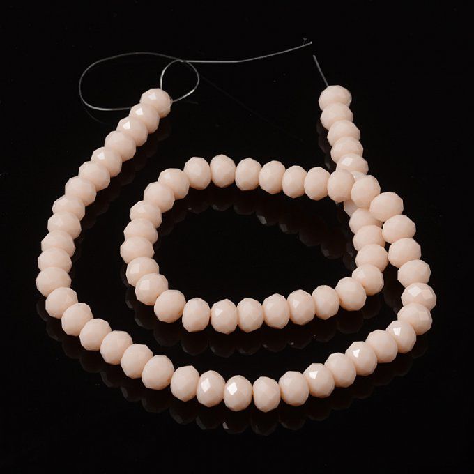 Perles facettées,opaque ,forme abaque 8x6mm beige rosé (x10)