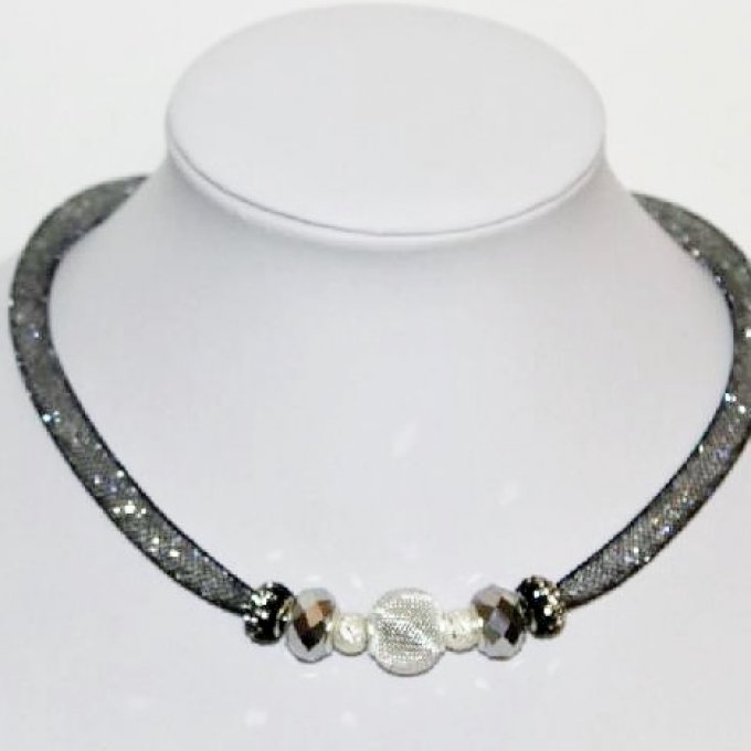 Perles en maille métallique Ø16mm couleur argent