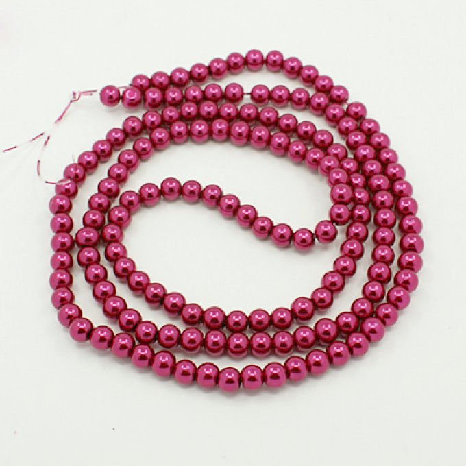 Perles rondes ,nacrées ,6 mm, médium violet (x25)