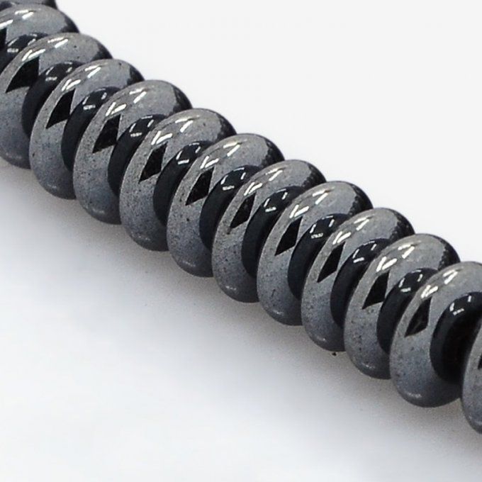 Perles Heishi en hématite synthétique (non magnétique)  6x2mm noire (X10) 