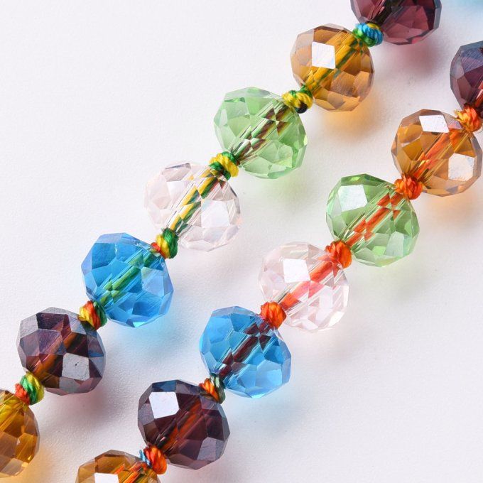 Mélange de perles facettées abaque 8x6mm mélange de couleurs ,transparent (1 chapelet AL)  
