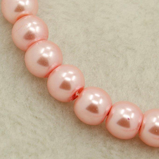 Perles rondes ,nacrées ,10 mm, rose  (x10)