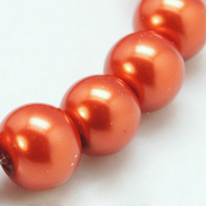 Perles rondes ,nacrées ,10 mm, chocolat  (x10)