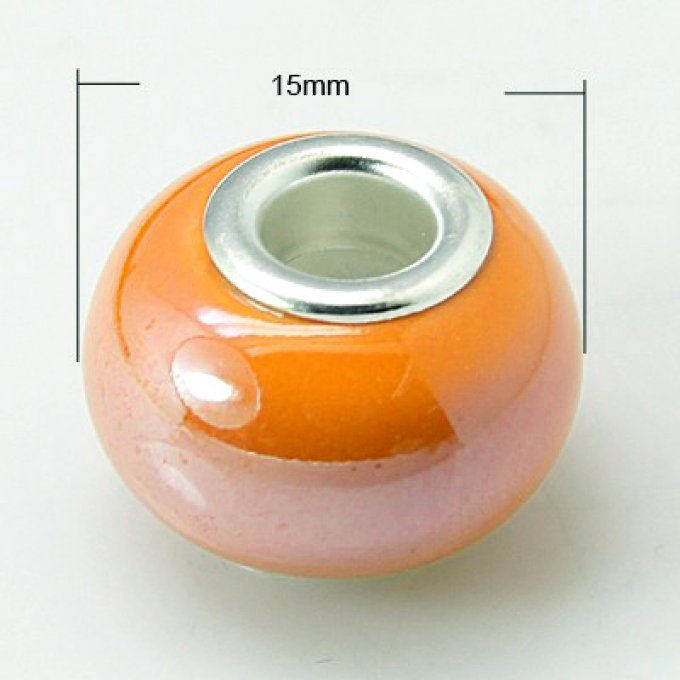 Perle Européenne porcelaine-métal orange