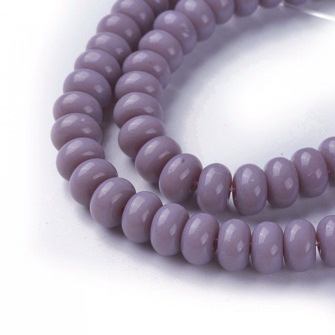 Perles de verre opaque forme rondelle 8x4mm  (x50)  couleur chardon
