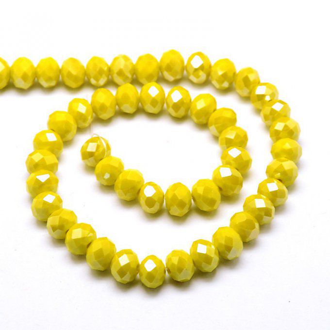 Perles facettées,opaque ,forme abaque 8x6mm or AB (x10)