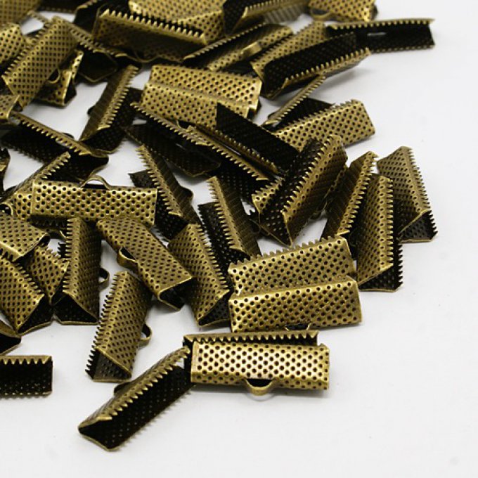10 Pinces ruban à griffes 20x8x5 mm couleur bronze