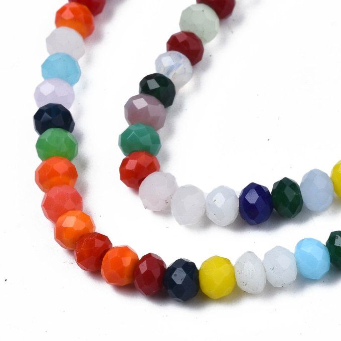 Mélange de perles facettées abaque 3-4x2-3.5mm mélange de couleurs (10 chapelets  AN)