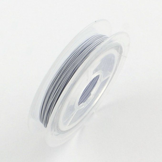 Fil câblé en acier revêtu nylon diamètre 0.45mm / long 10m couleur fumée blanche