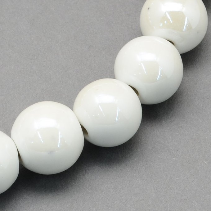 Perles porcelaine nacrée  Ø 6 mm  blanc
