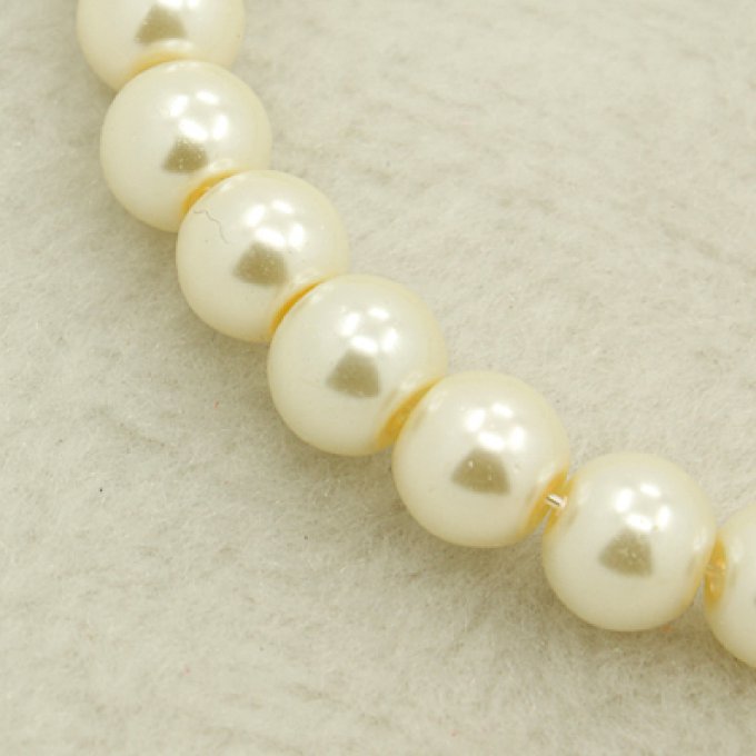 Perles rondes ,nacrées ,6 mm, ivoire (x25)