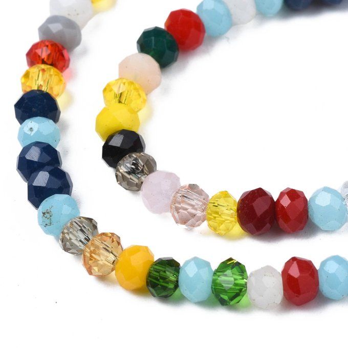 Mélange de perles facettées abaque 3-4x2-3.5mm mélange de couleurs (10 chapelets AM)