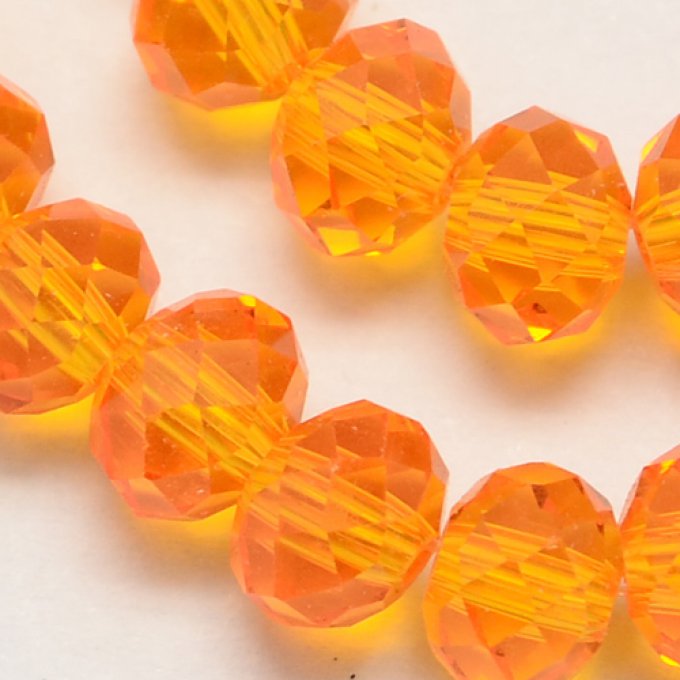 Perles facettées,forme d'abaque 4x3mm orange (x50)