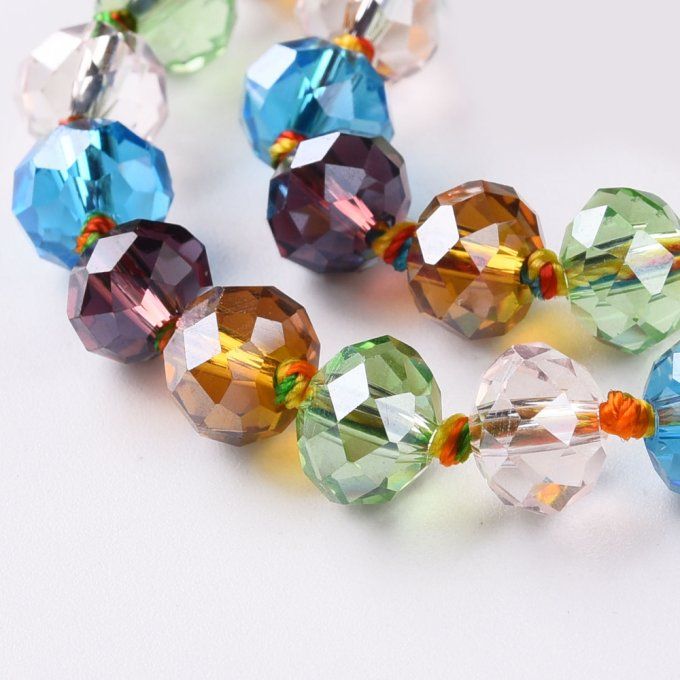 Mélange de perles facettées abaque 8x6mm mélange de couleurs ,transparent (1 chapelet AL)  