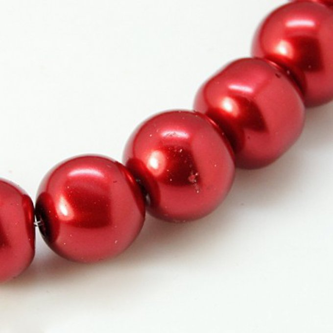 Perles rondes ,nacrées ,6 mm, rouge brique (x25)