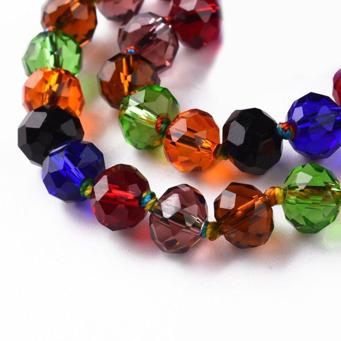 Mélange de perles facettées abaque 8x6mm mélange de couleurs ,transparent (1 chapelet AK) 