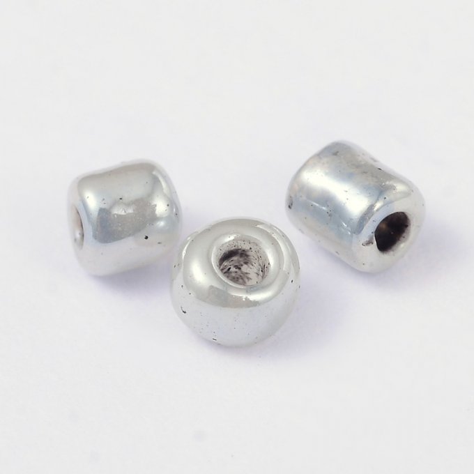 Perles rocaille 3mm,ceylan rond, gris foncé (20g)