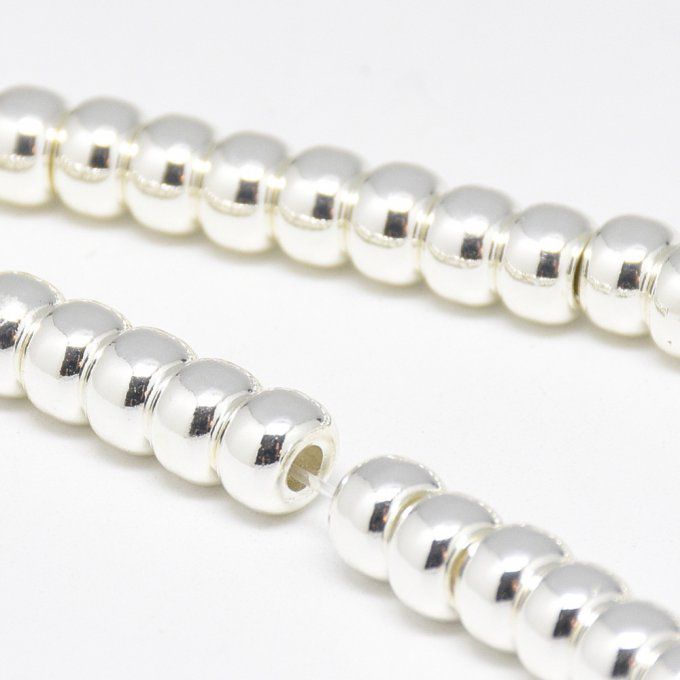 Perles Heishi en hématite (non magnétique) forme rondelle 6x4mm argent (x10) 