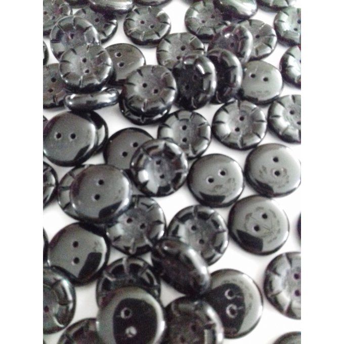 Perle de verre de Bohème   Button Black, Opaque 5x14mm