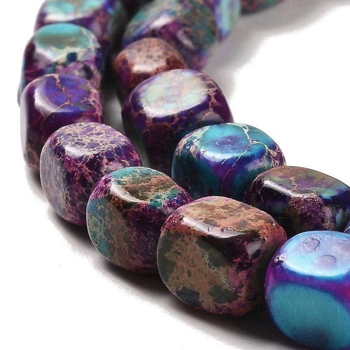 Perles en Dolomite naturelle de forme cuboïde 7~7.5x5~5.5x5~5.5mm couleur violet