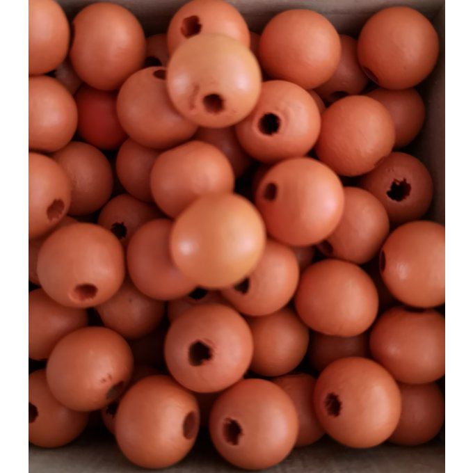 10 Perles rondes en bois Ø 12mm orange