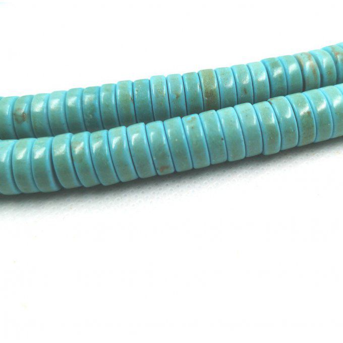 Perles Heishi en turquoise synthétique colorée 8x4mm turquoise (x20)