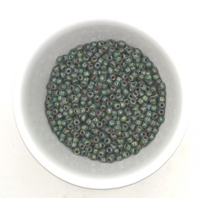 Perles de rocaille Matubo  6/0  4.1x2.9mm  Aquamarine Picasso (x10g)