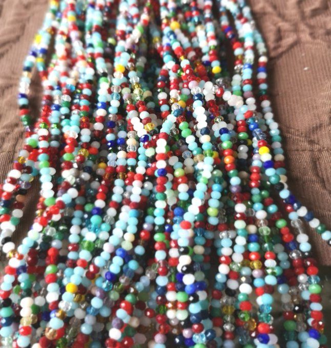 Mélange de perles facettées abaque 3-4x2-3.5mm mélange de couleurs (10 chapelets AM)