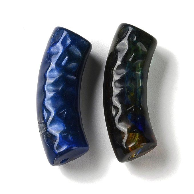 Perles en acrylique en forme de tube incurvé 32x12X9.5mm   facettes (x20) mélange de couleurs