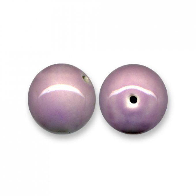 Perle céramique ronde  Ø 15mm  lilas