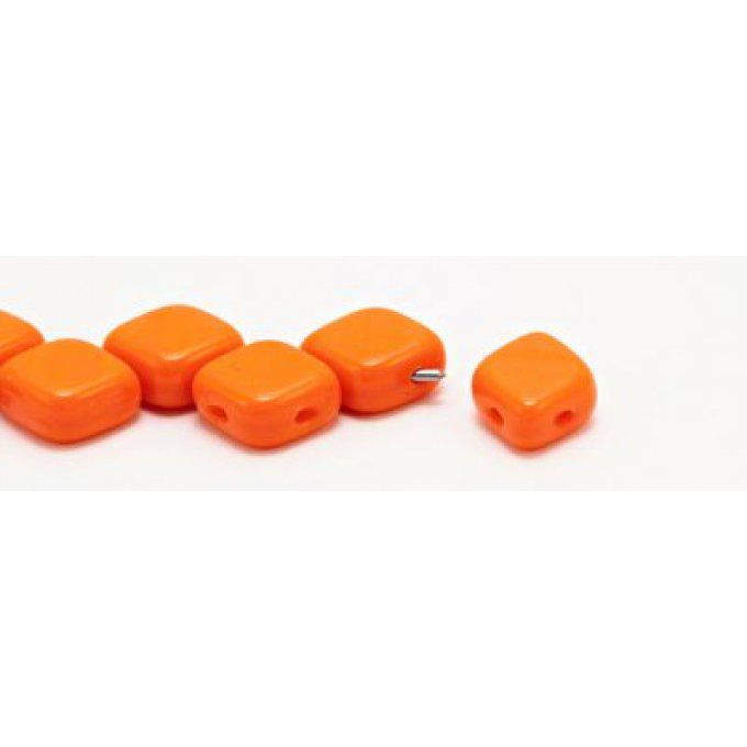 10 Perles Rhombus de Bohème 10x8mm couleur  Orange opaque