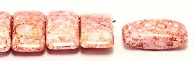 10 perles Carrier bead de Bohème  9x17mm White Chalk, Red Terracota