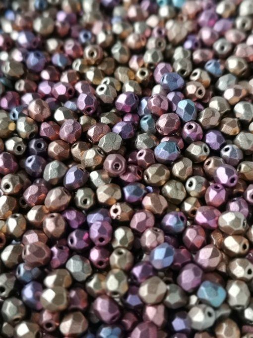 50 perles rondes facettées  4x4mm  Crystal Orange Rainbow