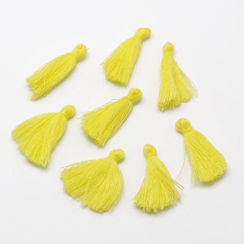 Pompons en fil de coton paquet de 5 jaune
