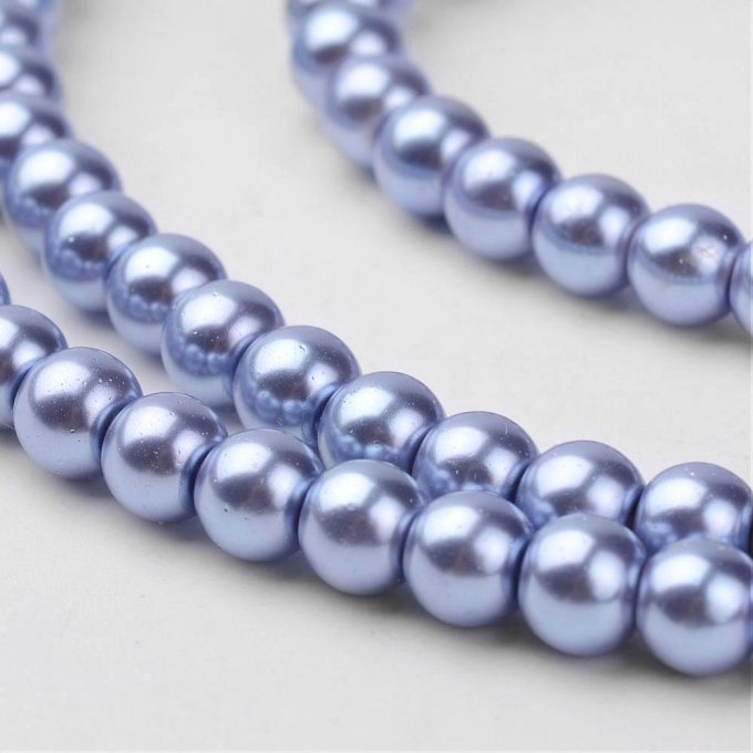 Perles rondes ,nacrées ,10 mm, bleuet  (x10)