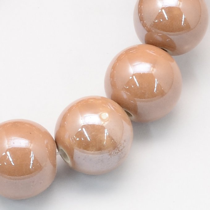 Perles porcelaine nacrée  Ø 6 mm  Pérou