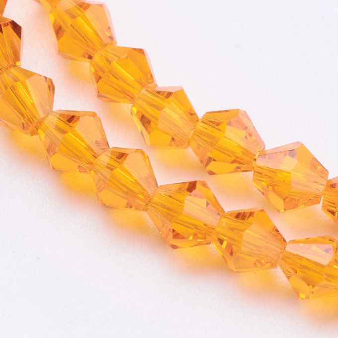 Perles facettées,forme toupie 4x4mm orange  (x100)