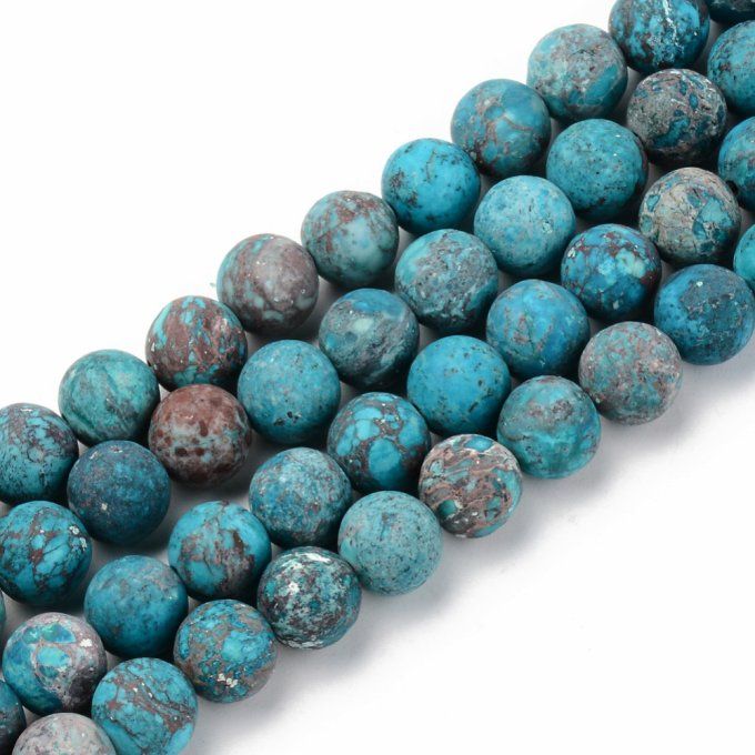 Perle ronde 8mm en turquoise Américaine colorée mate