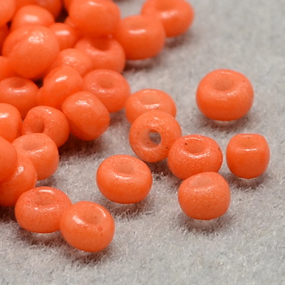Rocaille aspect verni 11/0,   2x1.5mm,orange foncé (20g)