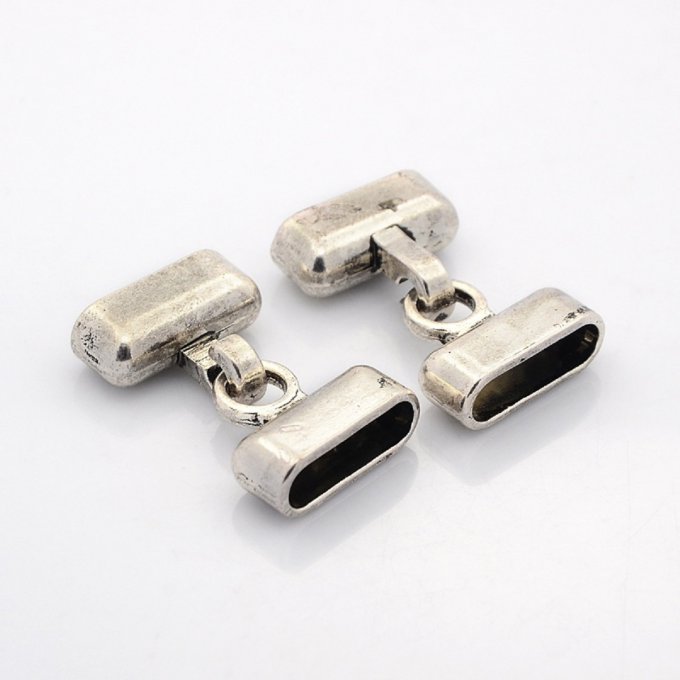 Fermoir avec embouts pour cordons , argent antique