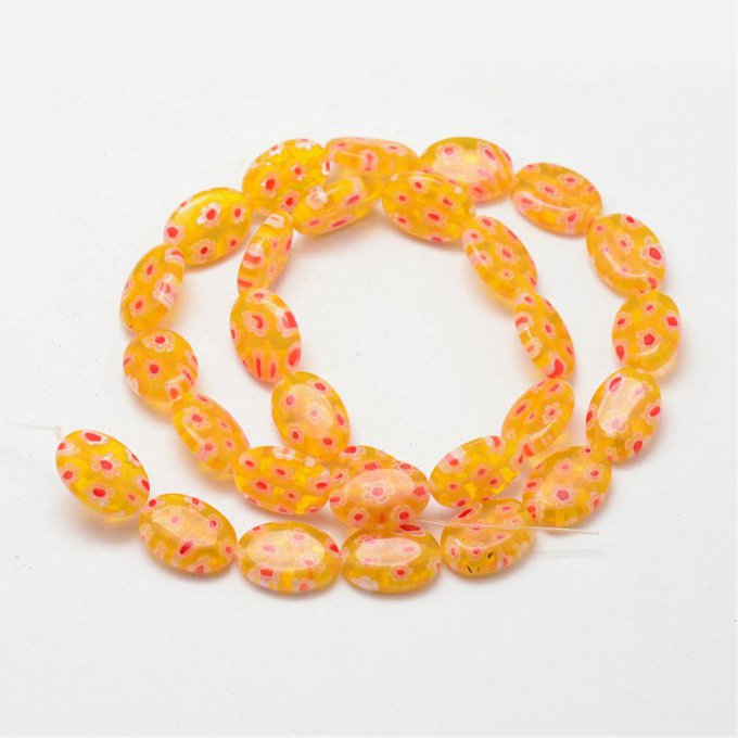 Perles de verre style Millefiori orange (x10)