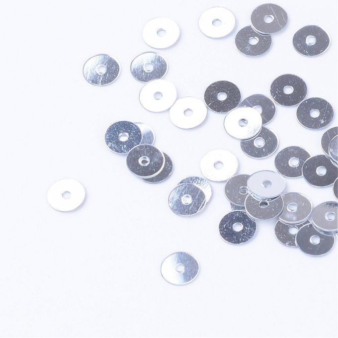 Paillettes / sequins forme rond/plat  diamètre 5mm couleur argent (env 1000)