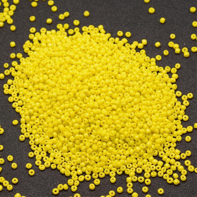 Rocaille opaque 15/0 , Ø1.3-1.5mm, jaune  (20g)