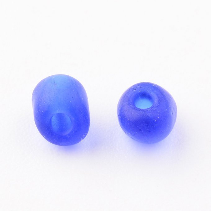 Rocaille 4mm,givrées, bleu (20g)