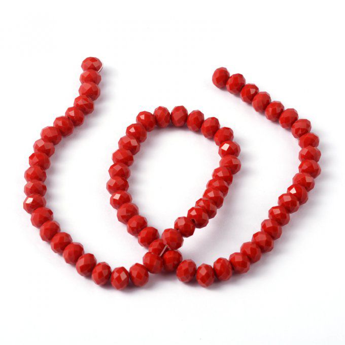 Perles facettées,opaque ,forme abaque 8x6mm rouge foncé (x10)