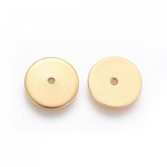 Perles Heishi en acier inoxydable 304  doré en forme de disque 6x0.7mm (x10)