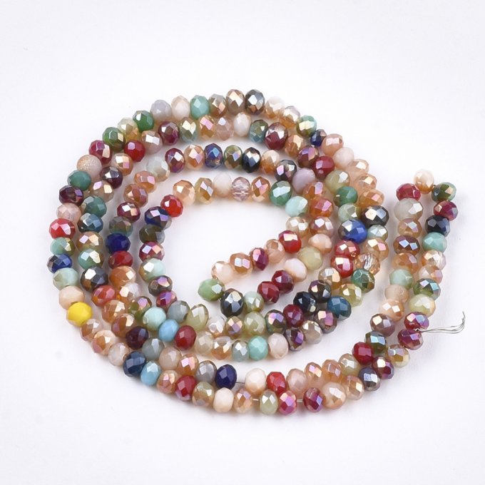 Mélange de perles facettées 3x2mm mélange de couleurs ,reflets arc en ciel (1 chapelet AD)