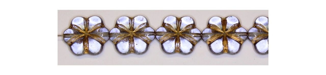 Perle en verre de Bohème en forme de fleur , 16mm ,   20210/54202  