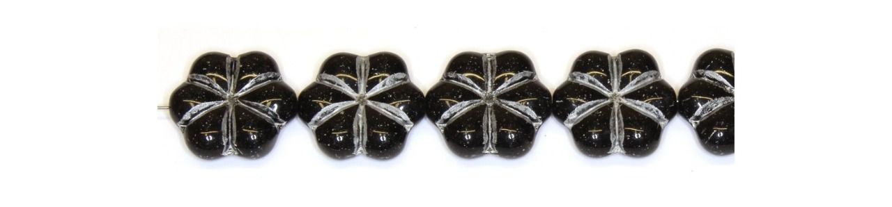 Perle en verre de Bohème en forme de fleur , 16mm ,   23980/54201